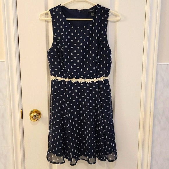 2/$30 Black Polka Dot Dress with Floral Accents - Picture 2 of 6